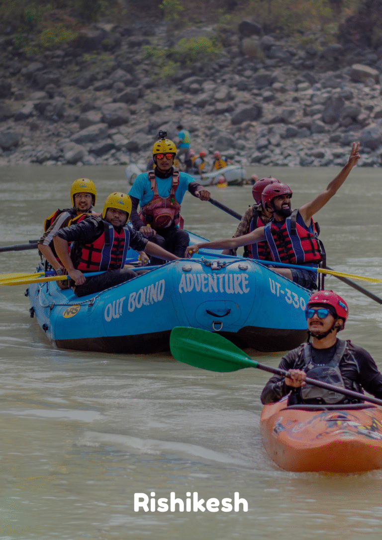 Red Yellow and Blue Dynamic Rafting in Rishikesh Poster